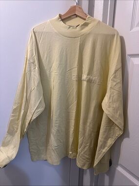 Essentials Men’s Long-Sleeve Tee in Light Yellow